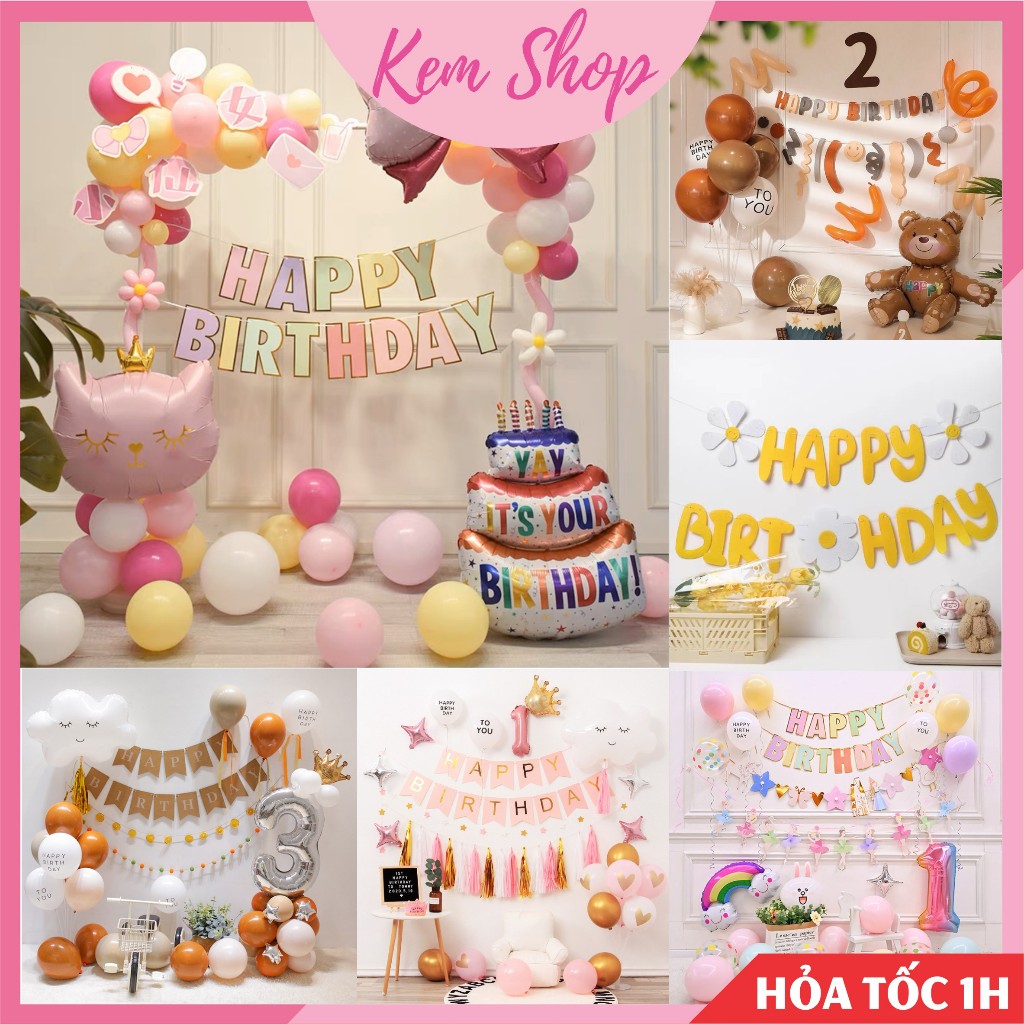 Dây chữ Happy Birthday trang trí sinh nhật nhiều mẫu đa dạng dễ thương - Kem Shop K9