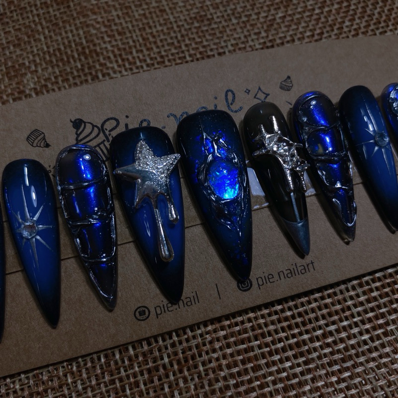 230. nailbox ombre lòng tím, tráng gương phản quang xanh