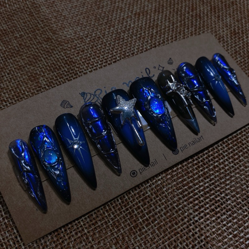 230. nailbox ombre lòng tím, tráng gương phản quang xanh