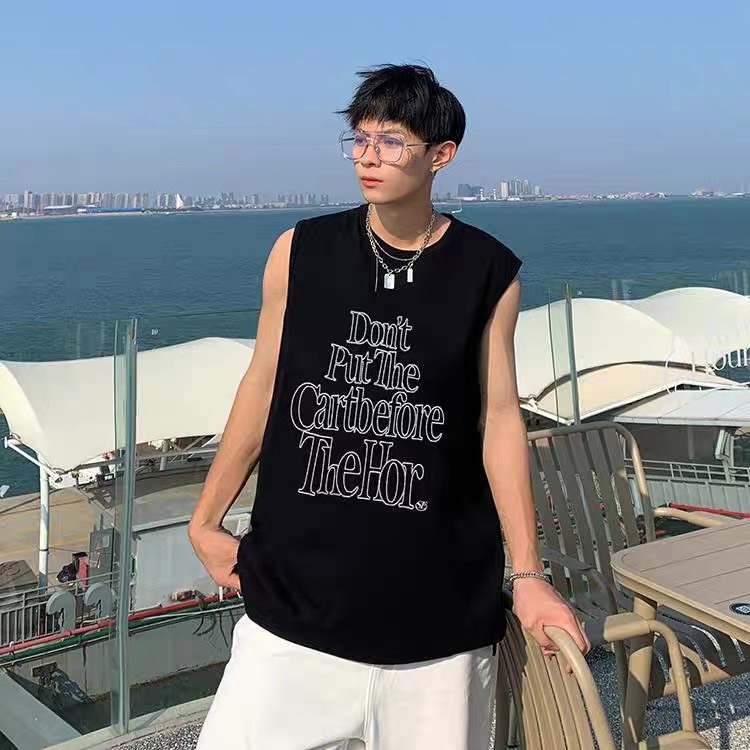Áo Ba Lỗ  Nam TankTop Họa Tiết Chữ Nét Viền JayZey Form Rộng Rãi Thoáng Mát Chất Vải Cotton