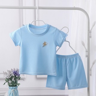 [HÀNG QC] Set Đồ Ngủ, Bộ Quần Áo Mùa Hè Cotton Gân Mát Lạnh Phong Cách Hàn Quốc Cho Bé Trai, Bé Gái Thoáng Mát Mềm Mịn