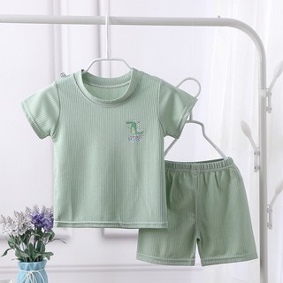 [HÀNG QC] Set Đồ Ngủ, Bộ Quần Áo Mùa Hè Cotton Gân Mát Lạnh Phong Cách Hàn Quốc Cho Bé Trai, Bé Gái Thoáng Mát Mềm Mịn