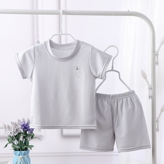 [HÀNG QC] Set Đồ Ngủ, Bộ Quần Áo Mùa Hè Cotton Gân Mát Lạnh Phong Cách Hàn Quốc Cho Bé Trai, Bé Gái Thoáng Mát Mềm Mịn