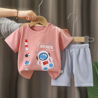 [HÀNG QC] Set Đồ Ngủ, Bộ Quần Áo Mùa Hè Cotton Đanh Mịn Ngắn Tay, Đồ Bộ Mặc Nhà Phong Cách Cho Bé Trai Bé Gái