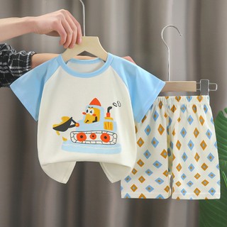 [HÀNG QC] Set Đồ Ngủ, Bộ Quần Áo Mùa Hè Cotton Đanh Mịn Ngắn Tay, Đồ Bộ Mặc Nhà Phong Cách Cho Bé Trai Bé Gái