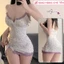 Váy ngủ 2 dây ôm body hoa nhí có đệm ngực viền ren dáng ngắn đầm ngủ tươi mát dễ thương