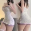 Váy ngủ 2 dây ôm body hoa nhí có đệm ngực viền ren dáng ngắn đầm ngủ tươi mát dễ thương