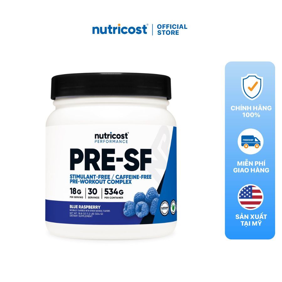 Bột tăng sức mạnh Nutricost StimFree Pre Workout không caffeine của Mỹ