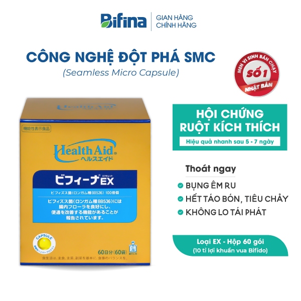 Ảnh Bifina Nhật Bản - Hỗ trợ giảm hội chứng ruột kích thích và đại tràng co thắt - Loại EX 30 và 60 gói 2