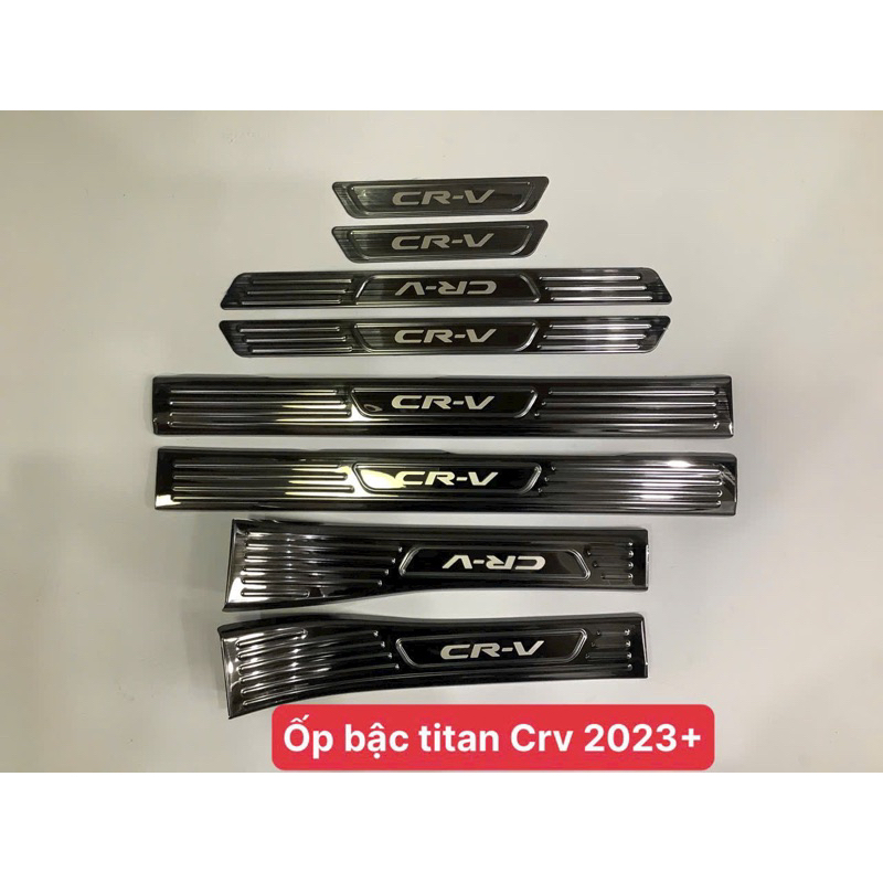 Ốp bậc cửa xe Honda Crv 2023-2024, Nẹp bước chân CRV Chất liệu Titan cao cấp. Bộ 8 miếng chống xước cửa