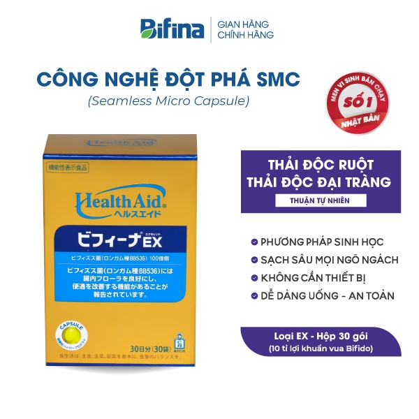 Ảnh Men vi sinh Bifina Nhật Bản - Loại EX 30 và R 20 gói - Nhuận tràng, detox thải độc ruột 1