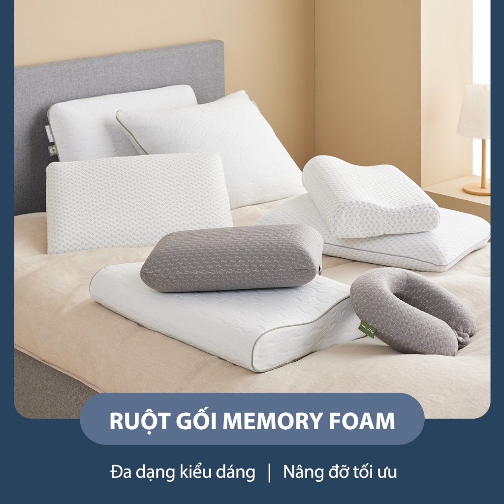 Ảnh Bộ 2 ruột gối Memory Foam | JYSK Wellpur Kvina | xám | R30xD50xC10/7cm 3