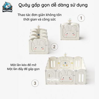 Quây Cũi Nhựa Gấp Gọn Pakey Thỏ TẶNG 100 BÓNG, Quây Nhựa Cho Bé Cao Cấp Kết Hợp 2 Đế Chắc Chắn