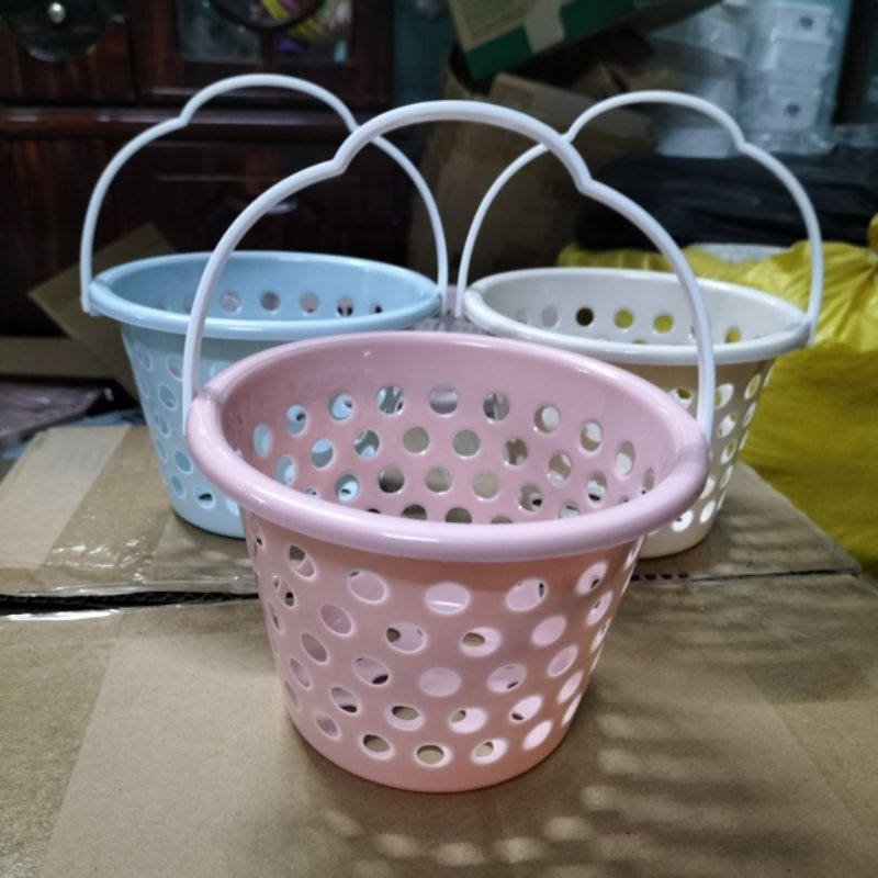 Giỏ nhựa mini đựng đồ đa năng có quai ,sọt by tròn bé giỏ xách nhỏ Việt ...