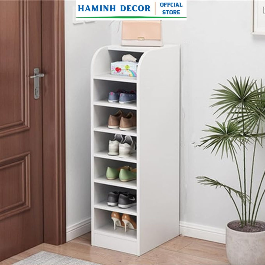 Kệ tủ giày gỗ 7 tầng chia ngăn đa năng tiết kiệm diện tích phòng khách - HM247