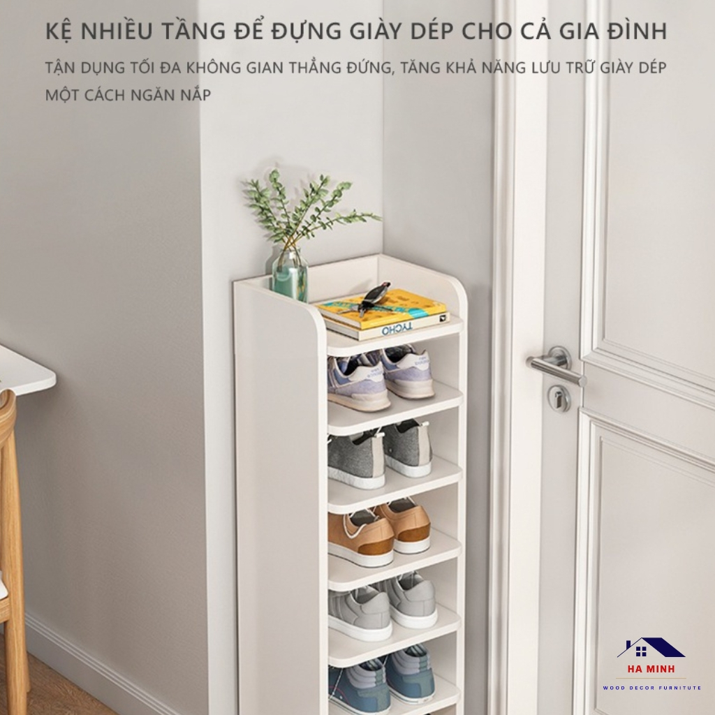 Kệ tủ giày gỗ 7 tầng chia ngăn đa năng tiết kiệm diện tích phòng khách - HM247