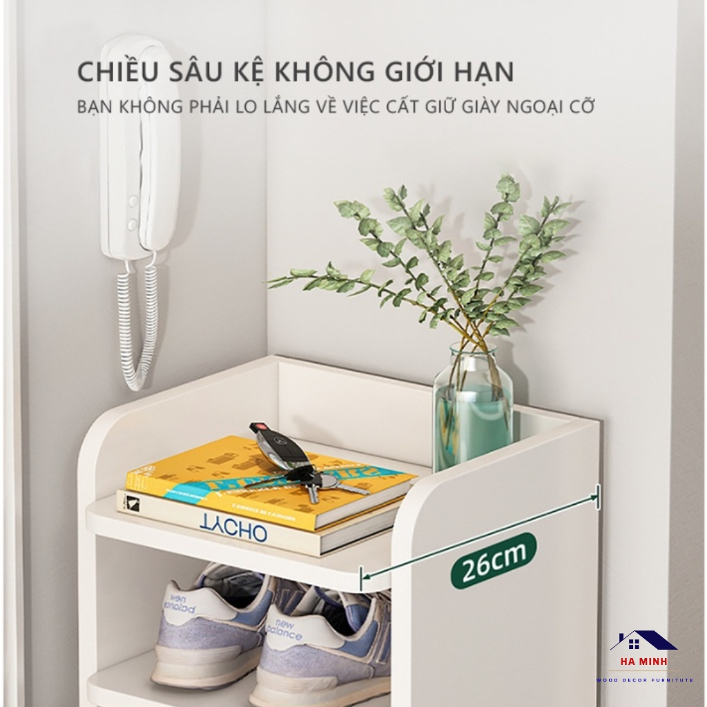 Kệ tủ giày gỗ 7 tầng chia ngăn đa năng tiết kiệm diện tích phòng khách - HM247