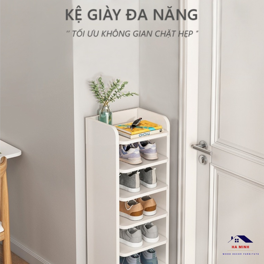 Kệ tủ giày gỗ 7 tầng chia ngăn đa năng tiết kiệm diện tích phòng khách - HM247