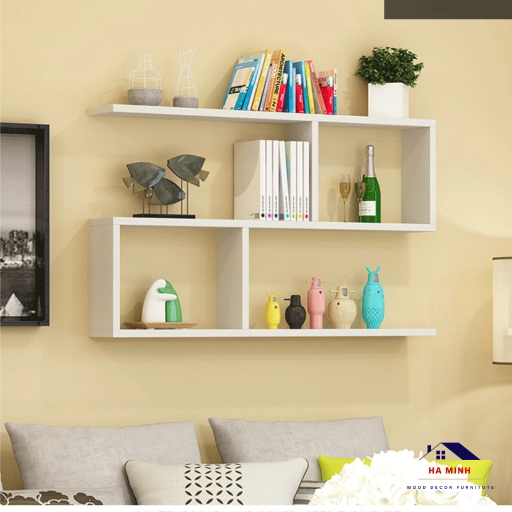 Kệ sách treo tường hình chữ z đa năng để sách đồ dùng mỹ phẩm, giá để sách để đồ treo tường -HM152