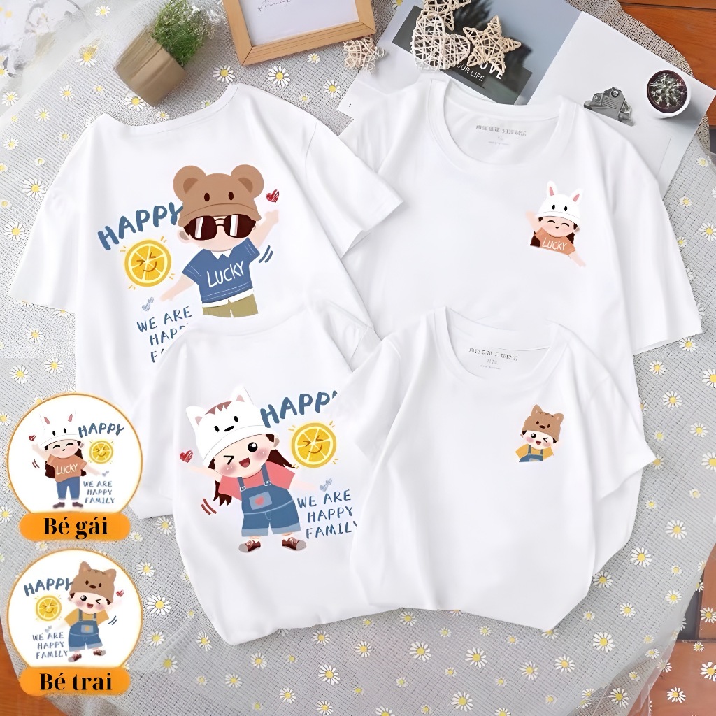 Áo Gia Đình 3 4 5 Người Đồ Đôi Mẹ Và Bé Phông Unisex Vải Cotton Thoáng Mát Hàn Quốc Mặc Nhà Đi Chơi