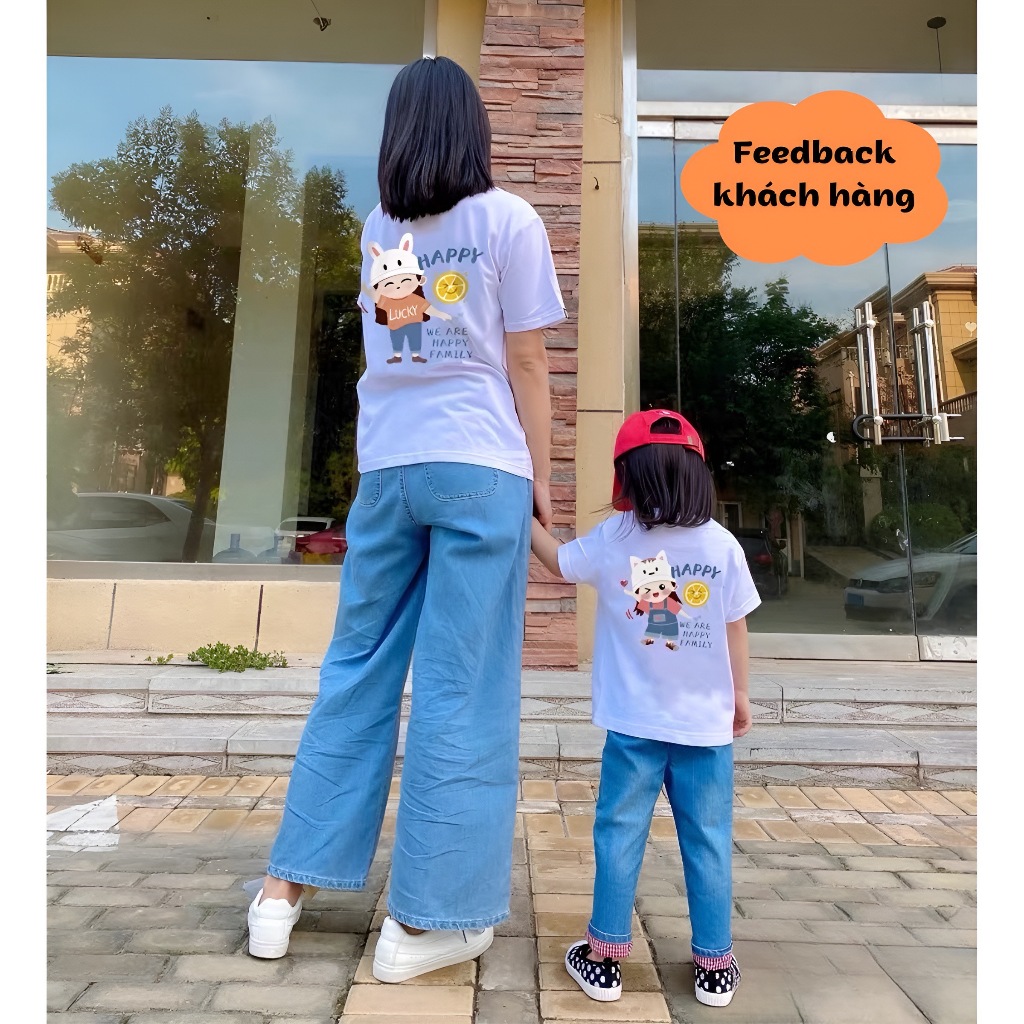 Áo Gia Đình 3 4 5 Người Đồ Đôi Mẹ Và Bé Phông Unisex Vải Cotton Thoáng Mát Hàn Quốc Mặc Nhà Đi Chơi
