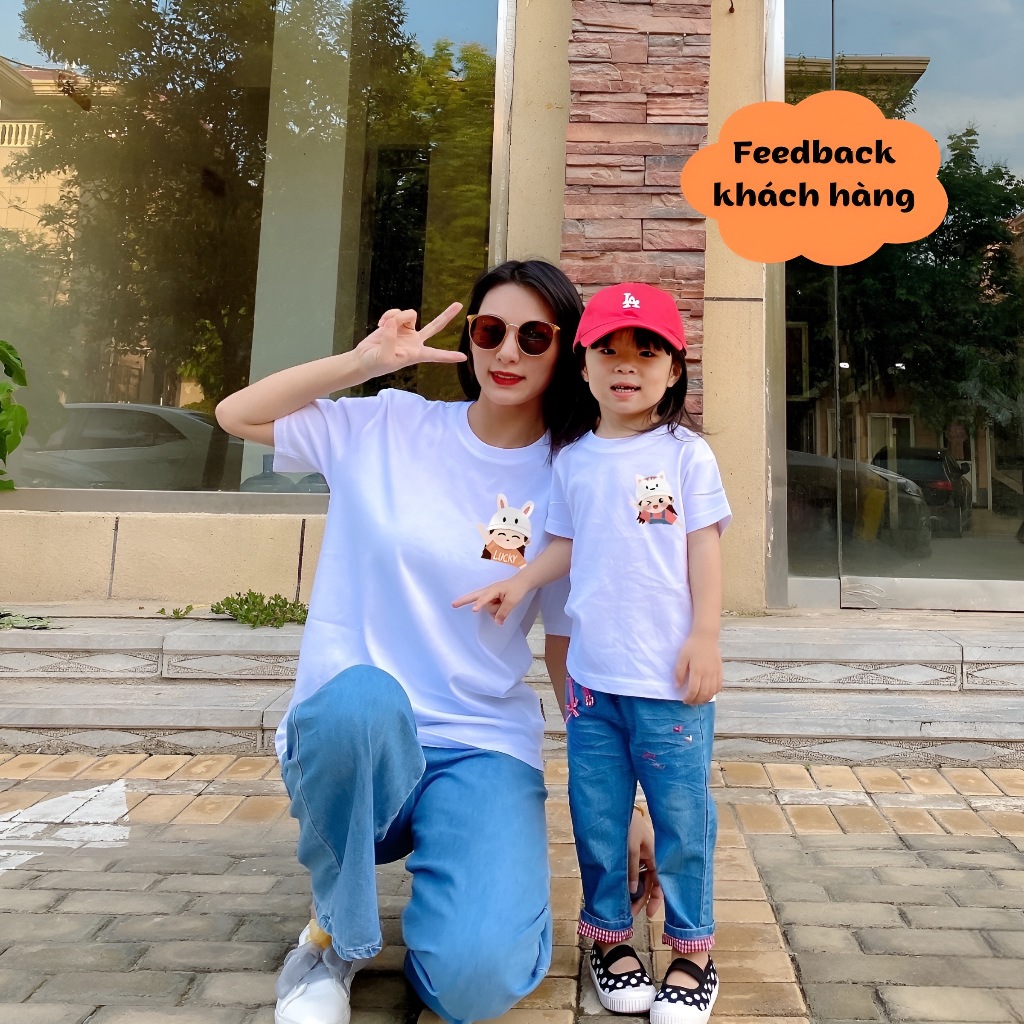 Áo Gia Đình 3 4 5 Người Đồ Đôi Mẹ Và Bé Phông Unisex Vải Cotton Thoáng Mát Hàn Quốc Mặc Nhà Đi Chơi