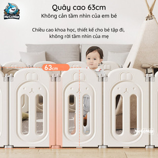 Quây Cũi Nhựa Gấp Gọn Pakey Thỏ TẶNG 100 BÓNG, Quây Nhựa Cho Bé Cao Cấp Kết Hợp 2 Đế Chắc Chắn