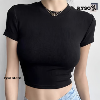 Áo Thun Croptop Nữ Ôm Body Ngắn Tay Cổ Tròn, Croptop Nữ Tay Ngắn Dáng Ôm Trơn Basic TN02 RYSO