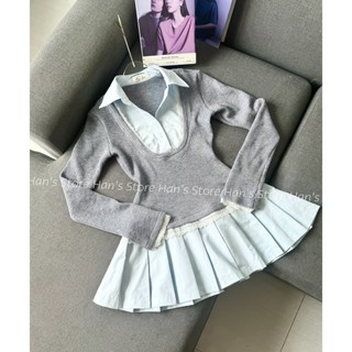 [HAN’S STORE ] VÁY LEN PHỐI CỔ SƠMI VÀ TẦNG LI MÙA HÈ ( ảnh thật )