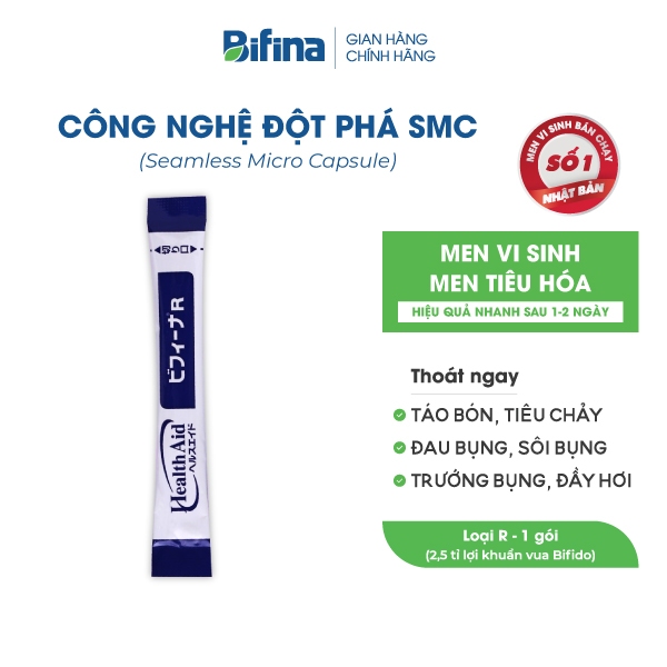 Ảnh Men tiêu hóa Bifina Nhật Bản - Loại R, Lẻ 1 gói (không có hộp) - Chuyên biệt cho táo bón, rối loạn tiêu hóa 1