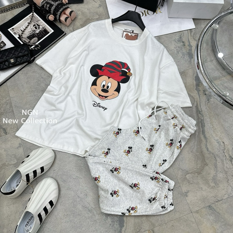 Set bộ Mickeyyy áo ngắn tay quần bò gấu hàng QC