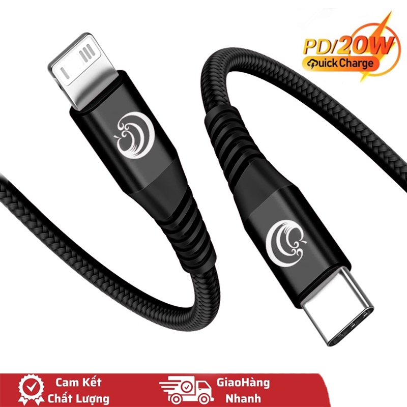 Dây Sạc Nhanh PD 20W Cáp Sạc Nhanh Dài 1m Bọc Dù Siêu Bền Dùng Cho 14 13 12 11 Pro Max XS 8 Plus