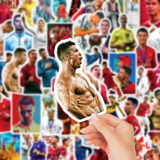 Set 10 30 50 sticker cầu thủ bóng đá Ronaldo dán nón mũ bảo hiểm laptop vali sổ tay đàn guitar điện thoại xe máy tủ