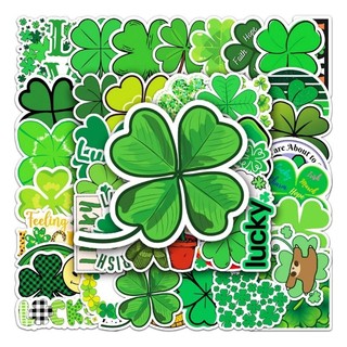 Set 10 30 50 sticker cỏ 3 lá và cỏ 4 lá may mắn dán nón mũ bảo hiểm laptop vali sổ tay đàn guitar điện thoại xe máy tủ