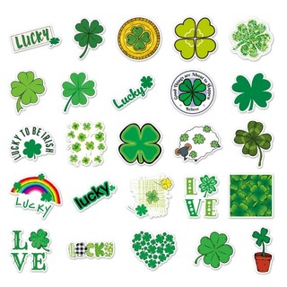 Set 10 30 50 sticker cỏ 3 lá và cỏ 4 lá may mắn dán nón mũ bảo hiểm laptop vali sổ tay đàn guitar điện thoại xe máy tủ
