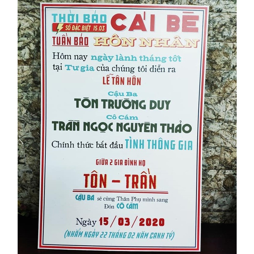 Bảng Welcome Trang Trí Đám Cưới - Mẫu Chữ Nhật 01 Hình Dâu Rể B