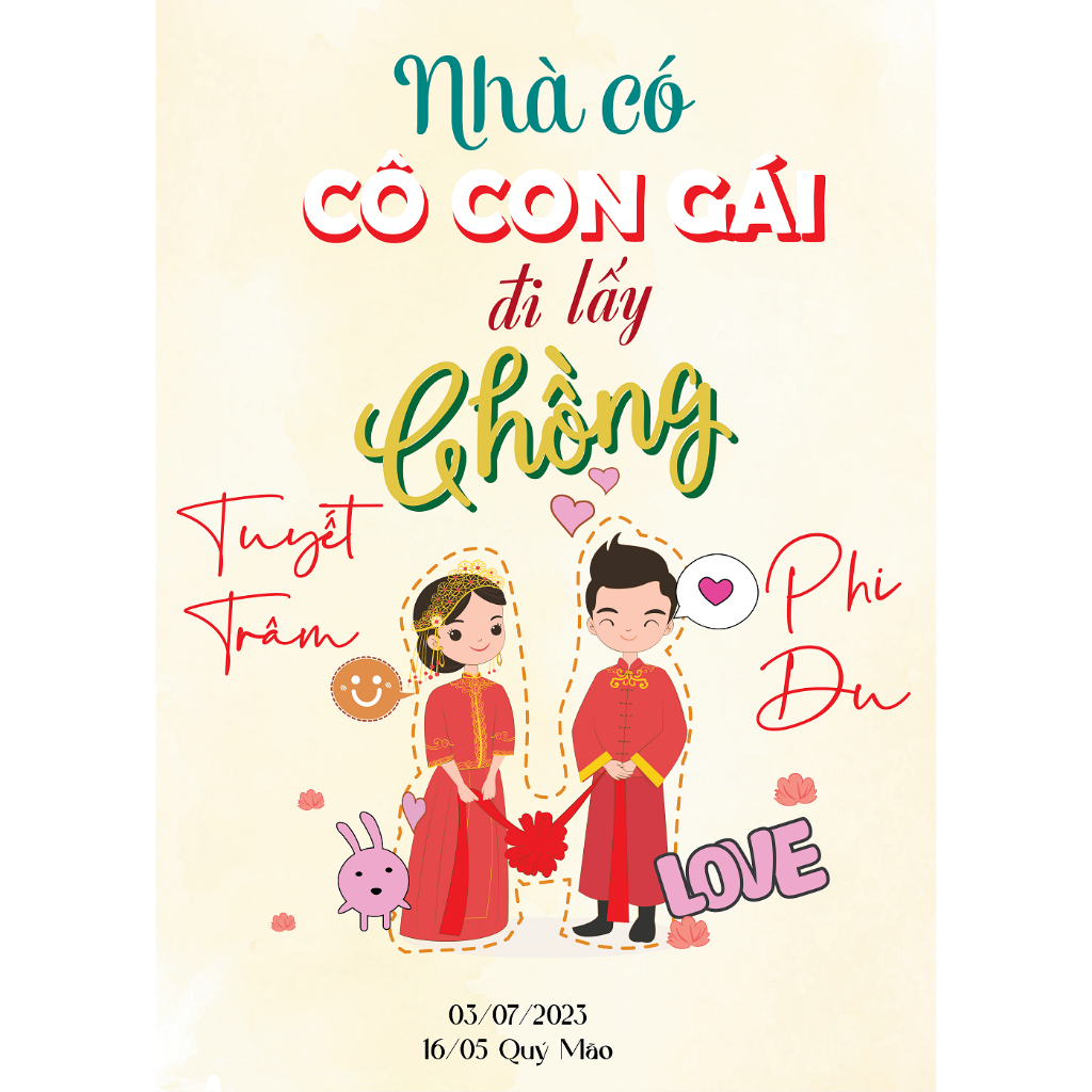 Bảng Welcome Trang Trí Đám Cưới - Mẫu Chữ Nhật 01 Vui Nhộn B