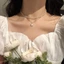 Vòng Cổ 2 Sợi Ngọc Trai Đính Đá Mặt Trăng Ngôi Sao - Dây Chuyền Nữ Mạ Bạc 925 Hàn Quốc Siêu Xinh