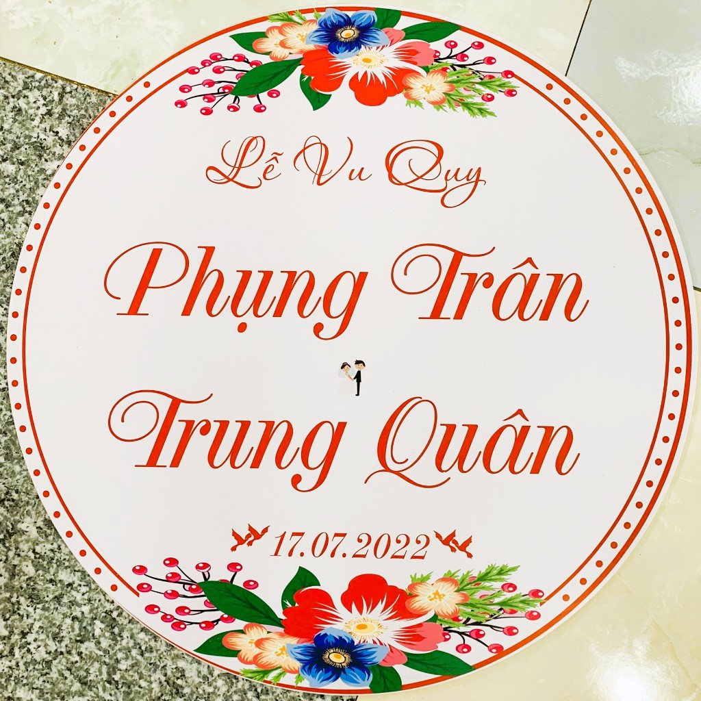 CẦN GẤP VẪN CÓ - IN TÊN THEO YÊU CẦU - Bảng Welcome Trang Trí Đám Cưới - Mẫu Tròn Vuông 01 Tròn