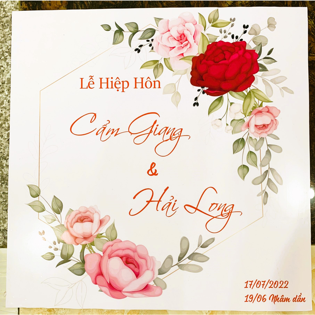 Bảng Welcome Trang Trí Đám Cưới - Mẫu Tròn Vuông 01 Vuông
