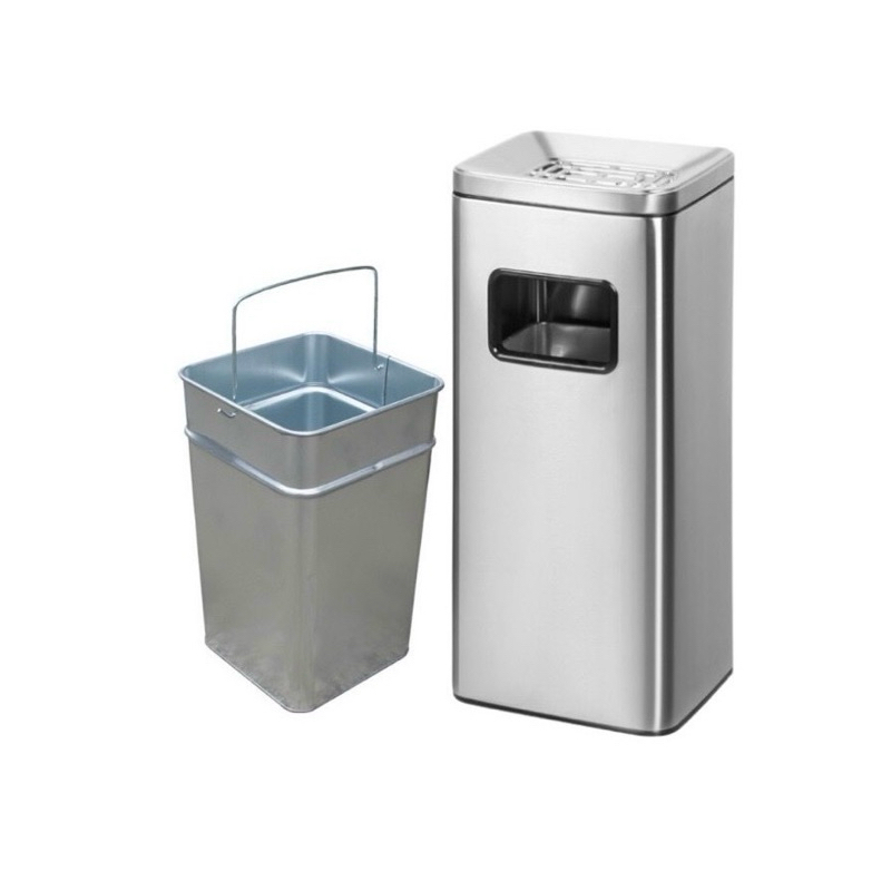 Thùng rác khách sạn hành lang thang máy inox dáng vuông TRS-3