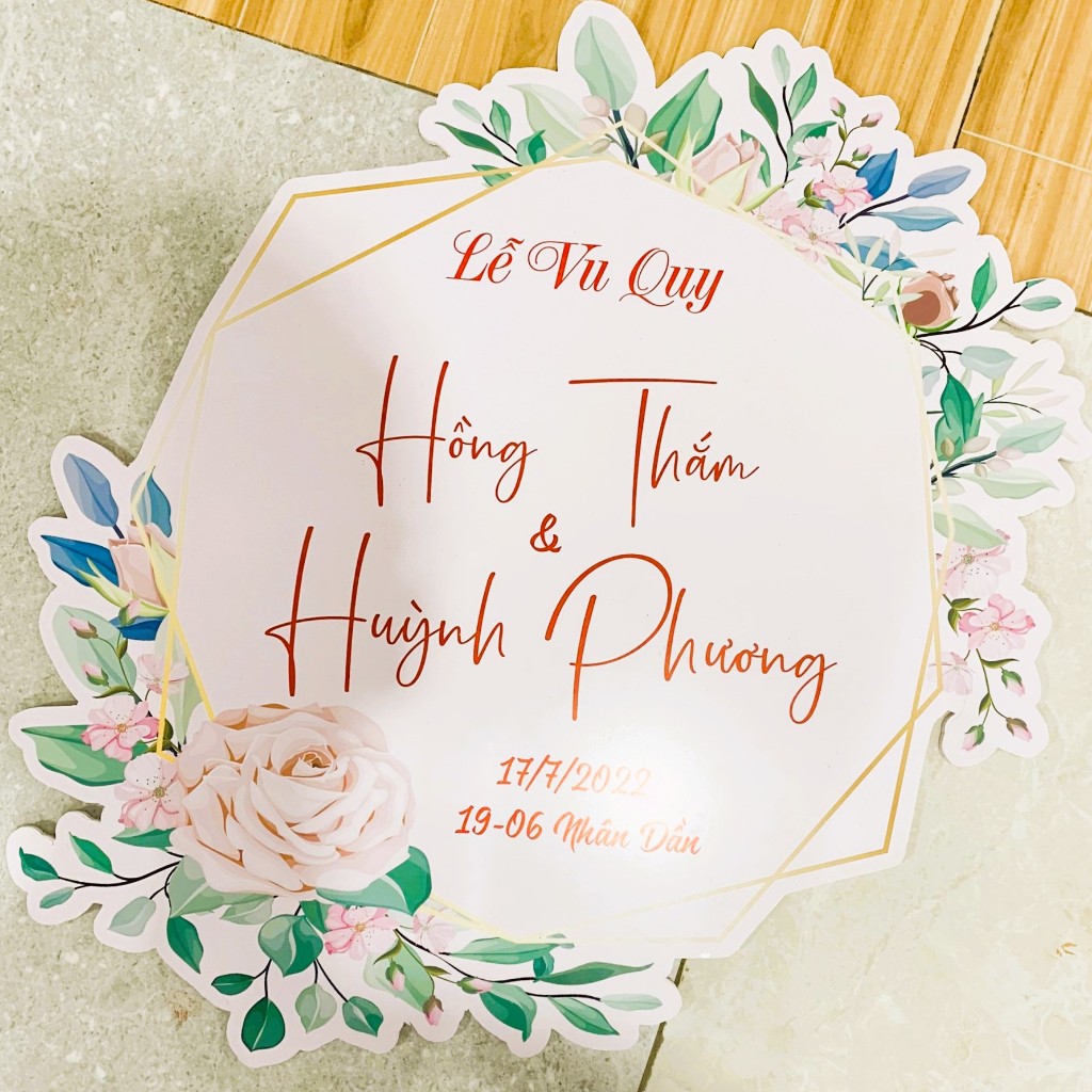Bảng Welcome Trang Trí Đám Cưới - Mẫu Tròn Vuông 01 Góc Hoa