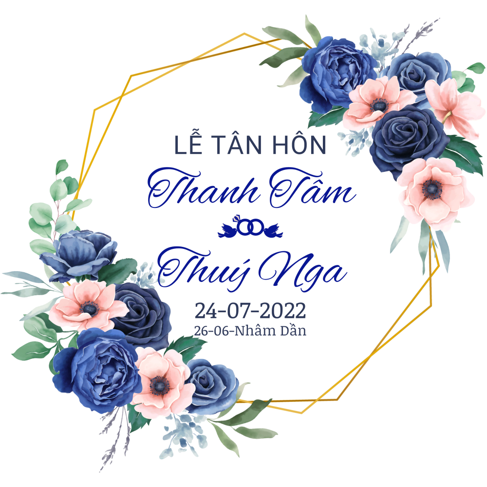Bảng Welcome Trang Trí Đám Cưới - Mẫu Tròn Vuông 01 Góc Hoa
