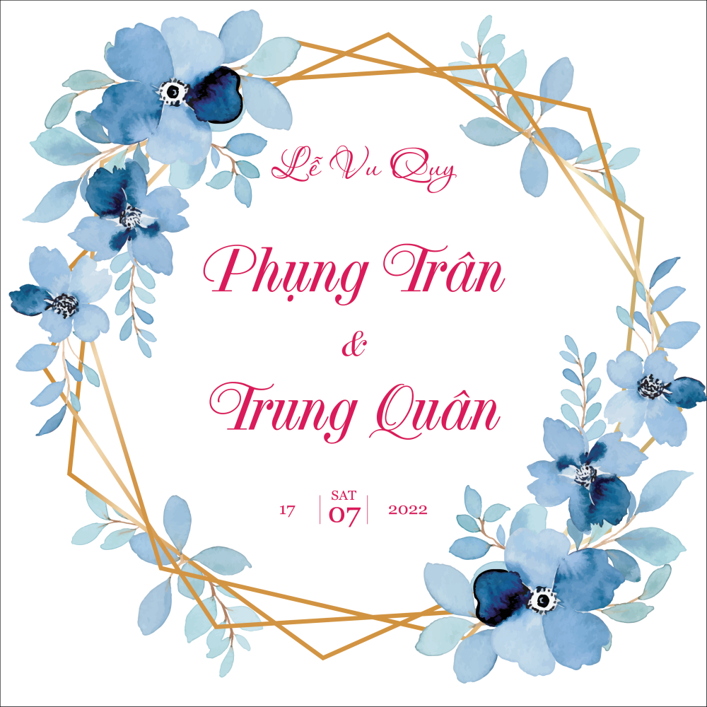 Bảng Welcome Trang Trí Đám Cưới - Mẫu Tròn Vuông 01 Góc Hoa
