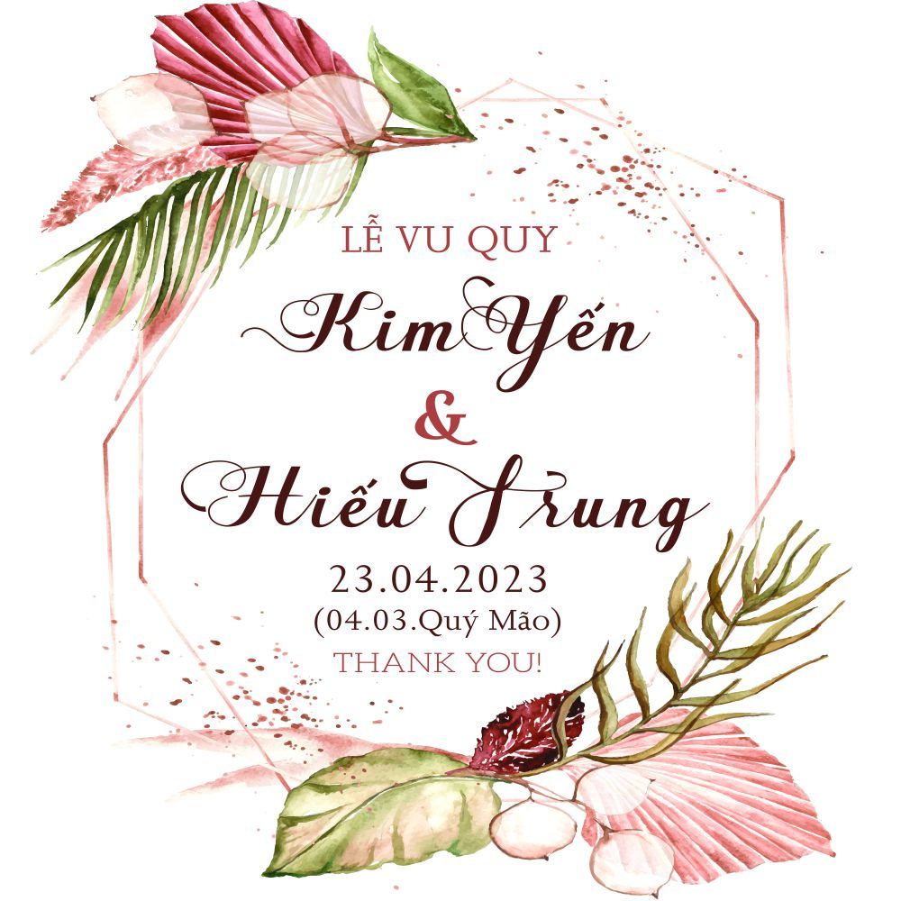 Bảng Welcome Trang Trí Đám Cưới - Mẫu Tròn Vuông 01 Góc Hoa
