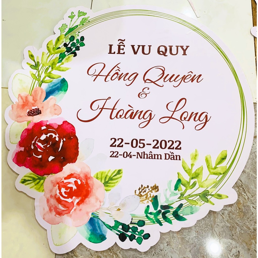 CẦN GẤP VẪN CÓ - IN TÊN THEO YÊU CẦU - Bảng Welcome Trang Trí Đám Cưới - Mẫu Tròn Vuông 01 Tròn Hoa