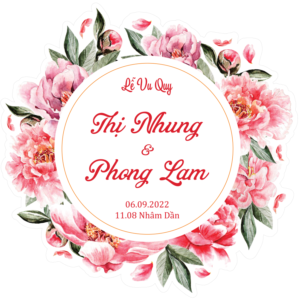 CẦN GẤP VẪN CÓ - IN TÊN THEO YÊU CẦU - Bảng Welcome Trang Trí Đám Cưới - Mẫu Tròn Vuông 01 Tròn Hoa