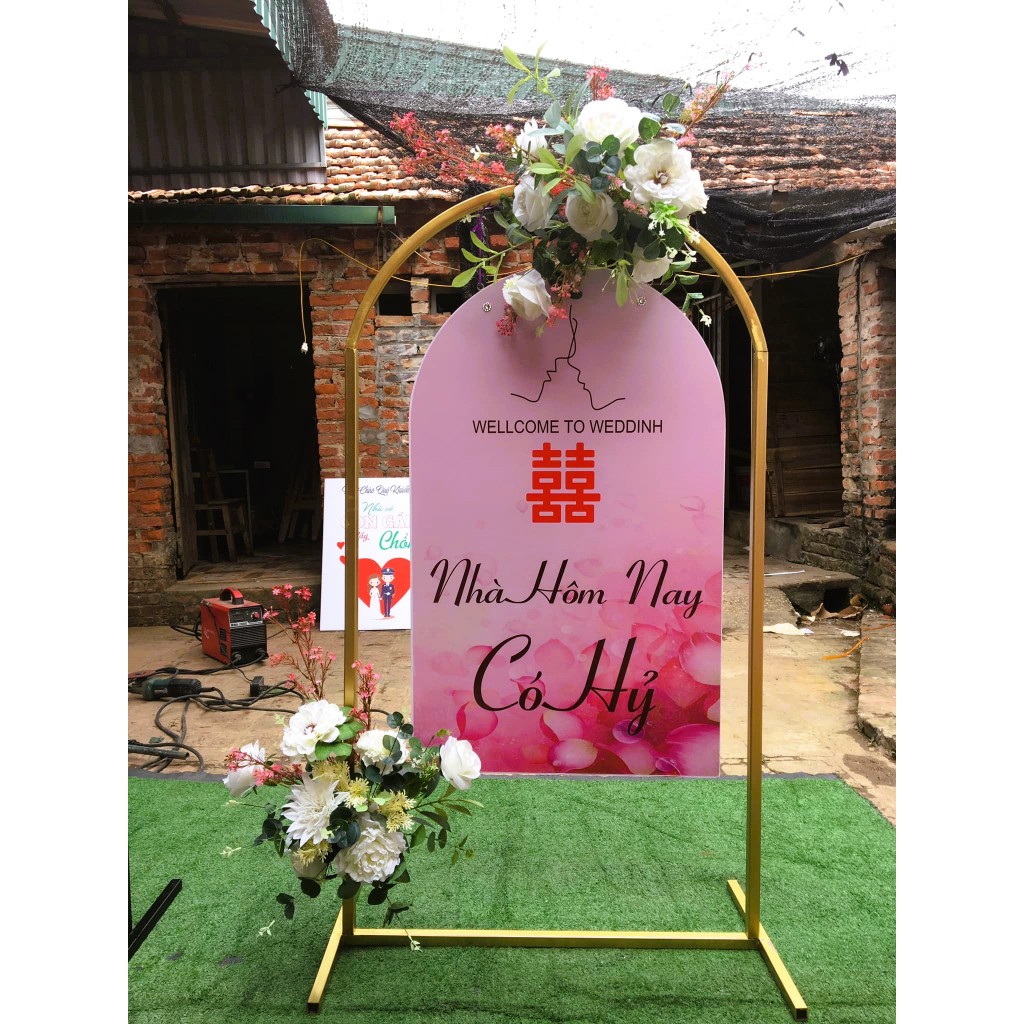 Bảng Welcome Đám Cưới Cổng Vòm In Tên Theo Yêu Cầu Trang Trí Gia Tiên Cao Cấp