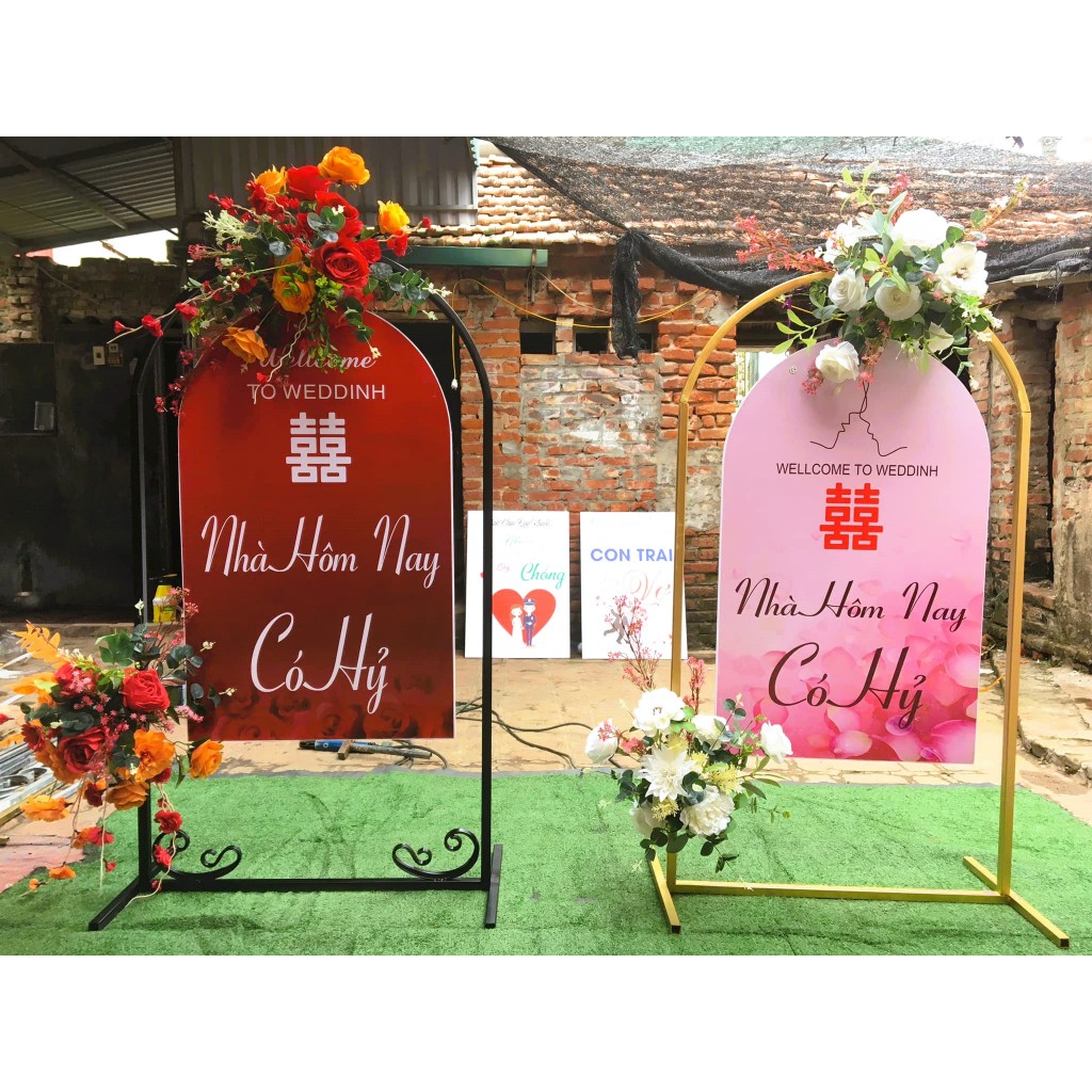 Bảng Welcome Đám Cưới Cổng Vòm In Tên Theo Yêu Cầu Trang Trí Gia Tiên Cao Cấp