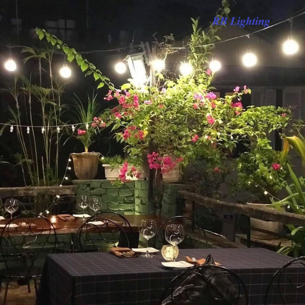 Dây đuôi đèn kín nước trang trí ngoài trời 220V Kèm Bóng LED BULB 3W  Trắng - Vàng Nắng